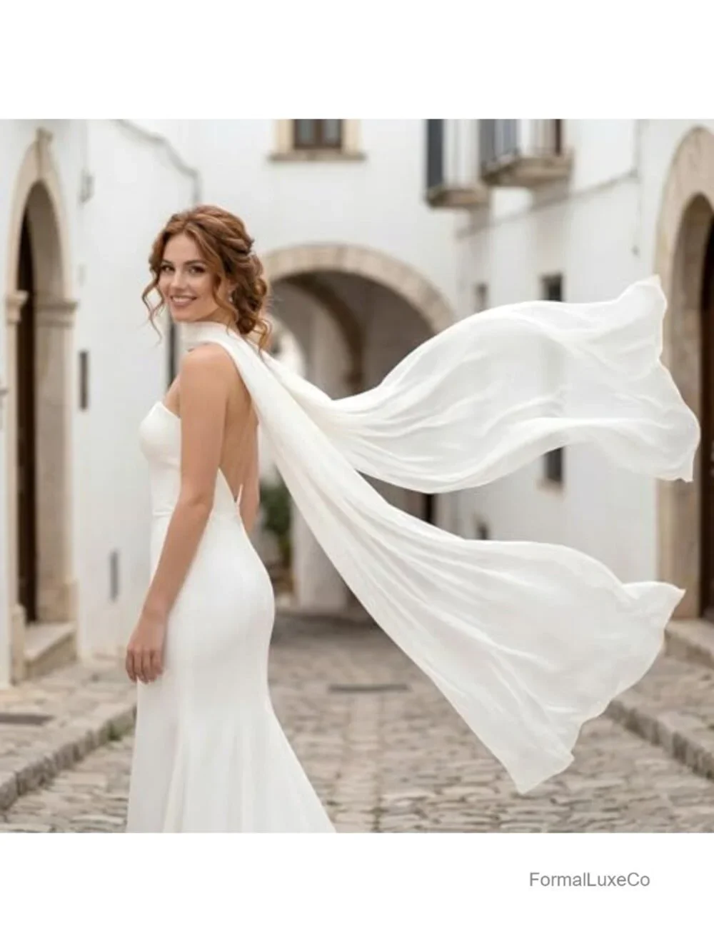 Chiffon Bridal Long Scarf Wrap for Wedding Ceremony Evening Shawl